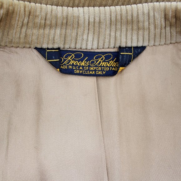 Brooks Brothers Tan Corduroy Blazer 48 Sport Coat Knot Buttons Notch Lapel Vtg - Picture 9 of 16